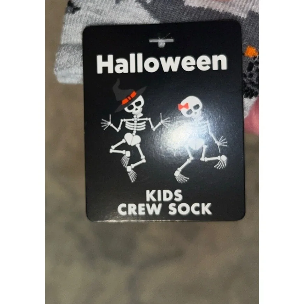 New Gray Halloween Witches Broomstick Dachshund Dogs Childs Kids Crew‎ Socks